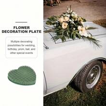 1pc Heart-Shaped Floral Foam Block With Suction Cup Tray, 27 X 31.5cm Green Floral Sponge, Suitable For Wedding And Party Decoration