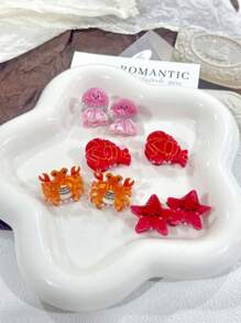 8pcs Cute Mini Ocean Theme Clips - Seahorse, Crab, Lobster, Dolphin, Starfish, Jellyfish Shaped Small Hair Clips, Decorative Accessories, Ideal Gift For Her Hair Accessories Elegant Claw Clips, School Stuff, College Autumn Accessories Fall Winter For Vacation Outfits Woman