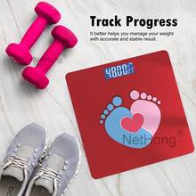 NetHong Digital Bathroom Scales 180KG Body Weight Weighing Scale Smart LED Electronic,Red - Red - View 8