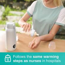 便携式婴儿奶瓶加热器 - 无线旅行配方奶粉分配器，保持牛奶温暖，500ml 不锈钢保温瓶，适合外出父母，快速加热牛奶和水，USB 充电（24 小时保温）