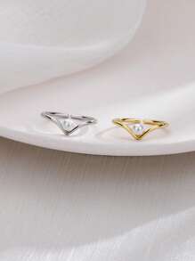 1pc V-Shaped Pearl Ring, Minimalist Design Knuckle Ring