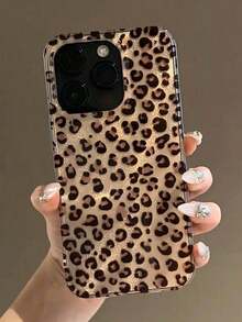 Luxury Leopard Print & Shell Texture Phone Case, Compatible With 16/15/14/13/12 Pro Max/11, Fashionable Shock-Resistant Protective Back Cover, Waterproof, Anti-Fall, Scratch-Resistant - 蘋果(1台) - 查看 2