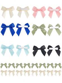 10/12pcs Self-Adhesive Satin Bows Ribbon For Gift Packaging Pink Beige Green Bow Gift Wrapping Accessories For Birthdays, Weddings Party Decorations Colorful Ribbon Bows - Bow Accessories - View 1