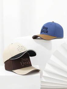 1 件男女通用撞色“NEW YORK”刺绣棒球帽，适合户外运动和活动 - 彩色 - 查看 2