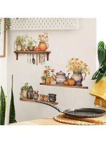 1 pièce Autocollant mural décoratif créatif pour ustensiles de cuisine, restaurant, cuisine, maison, convient pour le salon, la chambre, la salle de bain, décoration de la maison, autocollants, décalcomanies murales, décalcomanies en vinyle pour la décoration de la salle de bain de la maison, décorations de printemps pour donner à votre maison un nouveau look, autocollants de décoration pour fêtes, cadeaux d'anniversaire et de remise de diplômes