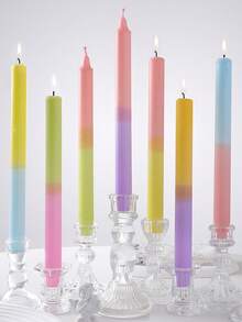 2 Packs Tall Taper Candles - 7.87 Inch Two-Tone Dripless, Unscented Dinner Candle - With Wicks - 5 Hour Burn Time,Candles,Pink Candle,Wedding Decor,Wedding,Gifts,Birthday Gifts,Home Decor,Room Decor,Teacher Gifts - Multicolor - View 3