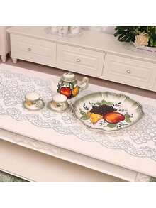 1 Stück Tischläufer-Tischdecke mit europäischer Prägung – elegante Luxus-Couchtischmatte, europäische Spitzentischdecke, PVC-Tischdecke, wasserdicht, weiche, mattierte Gummiplatte, Farbe passend für europäische Couchtische, Esstische, rutschfest und hitzebeständig, sehr gut geeignet für Hochzeiten, Brautgeschenkpartys und Geburtstage, Valentinstag, Silvesterparty, Festivals, tägliche Heimdekoration, Hotel-Restaurantbedarf - Silber - Übersicht 6