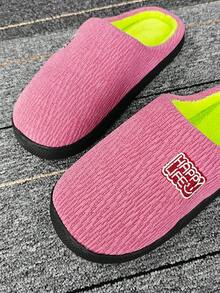 New 2025 Autumn Winter Couples/Unisex Plush Slippers, Thick Fleece Indoor Outdoor Non-Slip Warm Comfortable Soft Slipper For Home Dormitory Use - Pink - View 5