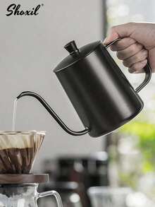 shoxil 1PC 350ml/600ml Stainless Steel Gooseneck Pour Over Kettle - Precision Coffee Dripper With Lid For Home & Professional Brewing - Black - View 1