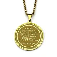 St. Christopher PROTECT US Jesus Pendant Necklace For Women Men Stainless Steel Gold Color Christian Saint Medal Chain Jewelry - Necklace - View 6