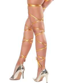 Rave Leg Wraps Women Festival Dancing Shiny Metallic Leg Wraps With O-Ring