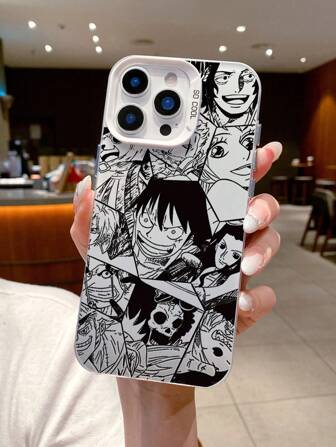 bandai 1pc Cartoon Anime 2-In-1 IMD Matte Silver Dropdown Anti-Fall Phone Case Suitable For IPhone 16ProMax, 11, 12, 13, 14PLUS, 15, Anime Character Pattern Matte Soft Edge Suspended Hard Shell, Holiday Gift For Men & Women