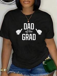 100% Cotton Dad Of The Grad School College University Graduation T-Shirt Unisex Classic Comfort Tee Tops Oversized Crew Neck T Shirts - Black - View 1