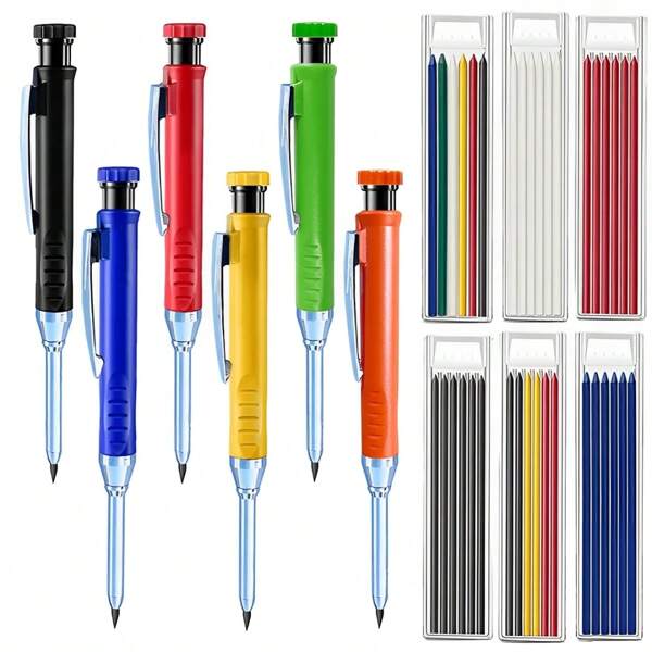 Langkopf-Zimmermannsbleistift mit tiefem Loch. Professioneller Ingenieur-Zimmermannsbleistift. Schnell trocknender Bleistift. 2,8mm Nachfüllmine. Geeignet für Holzarbeiten, Dekorationsdesign. Dies ist das beste Geschenk für -Dekorationsdesigner! Schülerbedarf.