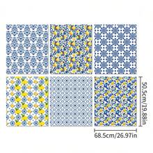 12张青花瓷柠檬礼品包装纸，6种不同风格的柠檬礼品包装装饰，适用于生日派对、单身派对、婚礼、各种节日礼品包装装饰 - 彩色 - 查看 5