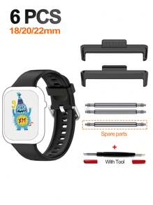 6 pièces/set Adaptateurs compatibles avec la sangle de la montre Watch Fit 3 4, convertisseur de 18 à 22 mm. Accessoires de connecteur en alliage compatibles avec la bande de la montre Watch Fit 4pro