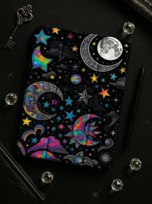 Beautiful Space Moon And Star Pattern Transparent Silicone Shock-Absorbing Stand With Pen Slot, Suitable For Galaxy Tab A8 10.5, S6 Lite 10.4, S7/S8/S9Inch. It Supports Sleep Awakening As A Holiday Gift