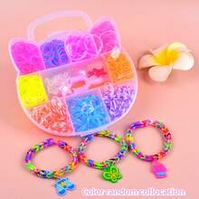 40pcs Rainbow Rubber Bands Braiding Kit, DIY Bracelet Weaving Crafts Supplies, Assorted Styles And Colors