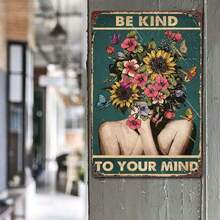 1pc Pot Poster, Be Kind To Your Mind, Girl Power, Flower, Botanical Print,Antique Tin Signs, Retro Posters Bar Pub Wall Decor-8x12inch(20x30cm) - 彩色 - 查看 3