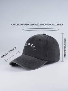 MLFO 2025 New Moon Embroidery Classic Washed Baseball Cap, Comfortable Breathable Adjustable Size, Suitable For Daily Life, Leisure And Vacation, Multiple Colors Available, - Moon - View 4