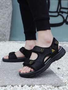 New Summer Breathable Casual Men Roman Sandals, Fashionable Versatile Beach Shoes - Black - View 2