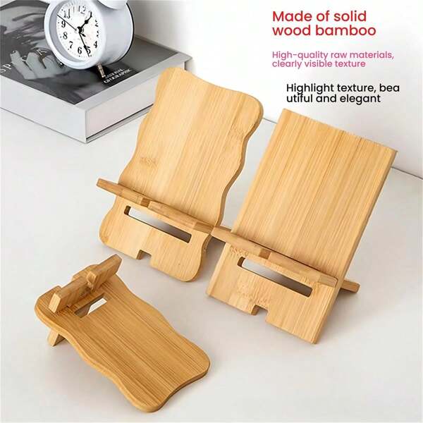 1pc Modern Minimalist Wooden Phone Stand - Multi-Functional Solid Wood Tablet Dock, Home Office Desk Holder, Lazy Charging Stand, Bedroom Living Room Study Decor, Compatible With All Smartphones & Tablets