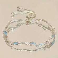 1 件樱花蝴蝶结锆石装饰手链，适合日常佩戴