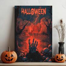 1 Piece,Werewolf With Pumpkin In Hand On Halloween, Modern Frameless Art Decoration Painting, Printed Posters Mural, Waterproof Canvas,Suitable For Home, Office, Bedroom, Living Room, Study, Bathroom, Bar, Wall Arts And Home Decoration, Is An Ideal Holiday Gift