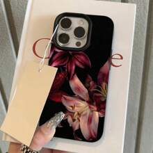 1 pieza Funda de teléfono de TPU con patrón de flores lilium vintage compatible con Iphone y otros teléfonos