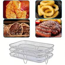 1pc Air Fryer Rack Accessories Grill Basket, 1 Layers, Stainless Steel Stackable Chicken Wings Air Fryer Accessories Toast Rack, Cooking Rack - Multicolor - View 3