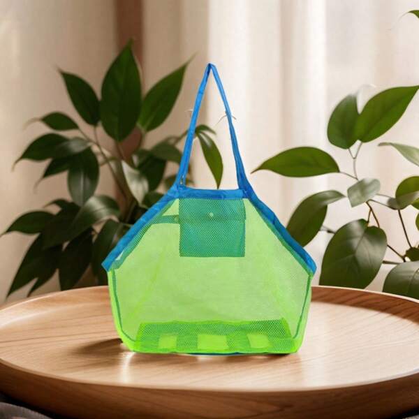 1pc Foldable Travel Beach Bag, Portable Beach Storage Net Bag, Easy To Carry And Clean