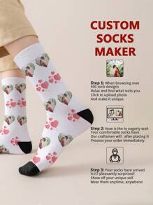 1 par de calcetines de tubo medio personalizados para mujeres, con cualquier rostro impreso, calcetines personalizados con fotos, pares de imágenes personalizadas e interesantes con calcetines de largo medio a largo, adecuados para el Día de San Valentín, cumpleaños, regalos y otras ocasiones, personalizados, divertidos, ricos y coloridos, diseño creativo de anime y dibujos animados, regalos navideños