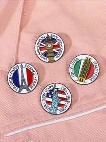 1/2 Peças Broche de Metal Esmaltado Original, Design da Estátua da Liberdade, Pizza, Torre de Pisa, Big Ben, Torre Eiffel, para Camisa, Jaqueta, Mochila, Chapéu, Mochila para Acessórios Escolares, Escritório, Camisas, Joias, Roupas de Halloween, Alfinete Engraçado e Fofo, Presentes para Professores