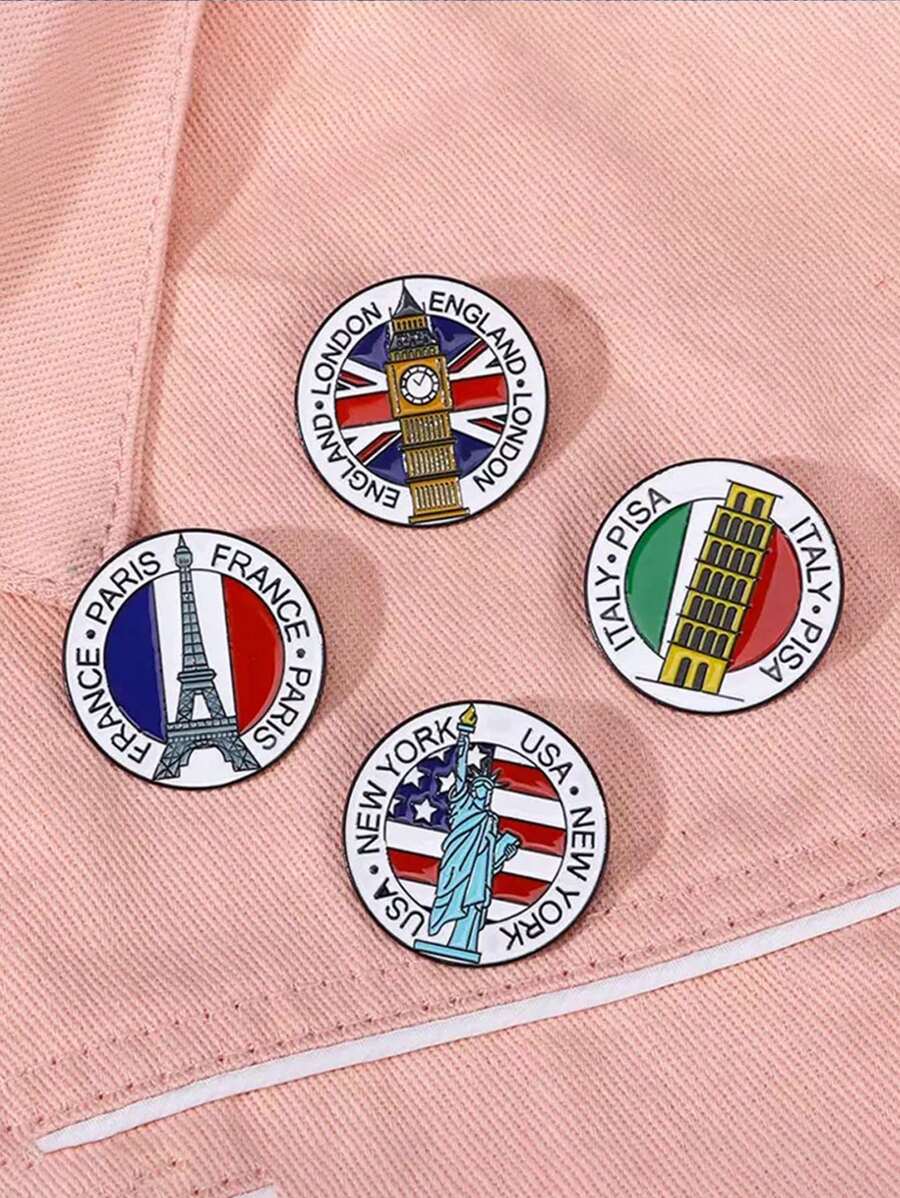 1/2 Peças Broche de Metal Esmaltado Original, Design da Estátua da Liberdade, Pizza, Torre de Pisa, Big Ben, Torre Eiffel, para Camisa, Jaqueta, Mochila, Chapéu, Mochila para Acessórios Escolares, Escritório, Camisas, Joias, Roupas de Halloween, Alfinete Engraçado e Fofo, Presentes para Professores