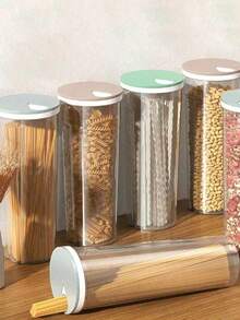 1-Piece Large Capacity Plastic Storage Container Set - Airtight Pasta/Noodles/Cereal Food Canisters (Includes Noodle Tube For Kitchen/Home/Restaurant Use)