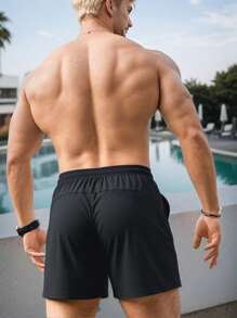 Shorts Esportivos Casuais de Verão Masculinos - Preto, com Bolsos com Zíper, Adequados para Corrida, Caminhada e Atividades ao Ar Livre, Vestuário Esportivo Outdoor | Shorts de Estilo Casual | Shorts com Zíper