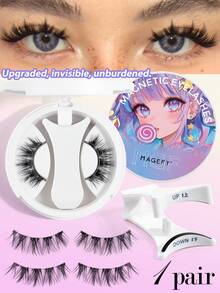 MAGEFY 1 Set CC Curl magnetische Wimpern Kit - mit magnetischen Clips, Fuchsaugen-Wimpern, einteilig, tragbar, natürlich aussehende wiederverwendbare Kunstwimpern mit starkem Magnet, ohne Kleber und ohne Augen-Make-up-Entferner, der runde Magnet sorgt für einen bequemen ganztägigen Sitz, 6-12mm Kunstmink-Wimpern, wasserfest, verlängerter Wimpernschwanz vergrößert beide Augen, Sommertravelessentials 2025, Geschenkidee für den Urlaub, Strandurlaub, Campingtrip