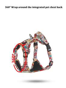 1pc Daisy Flower Print Pet Harness Set, Daisy Flower Print Pattern, Summer Breathable Mesh Material With Reflective Stripe, Adjustable Non-Choke Cat/Dog Harness And Leash Set, Suitable For Small/Medium Pets