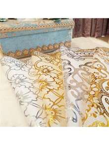 1 Stück Tischläufer-Tischdecke mit europäischer Prägung – elegante Luxus-Couchtischmatte, europäische Spitzentischdecke, PVC-Tischdecke, wasserdicht, weiche, mattierte Gummiplatte, Farbe passend für europäische Couchtische, Esstische, rutschfest und hitzebeständig, sehr gut geeignet für Hochzeiten, Brautgeschenkpartys und Geburtstage, Valentinstag, Silvesterparty, Festivals, tägliche Heimdekoration, Hotel-Restaurantbedarf - Silber - Übersicht 5