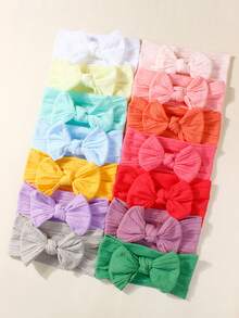 14pcs Candy-Colored Soft Nylon Bow Headbands Set For 0-2 Years Old Baby Love Valentine - Multicolor - View 3