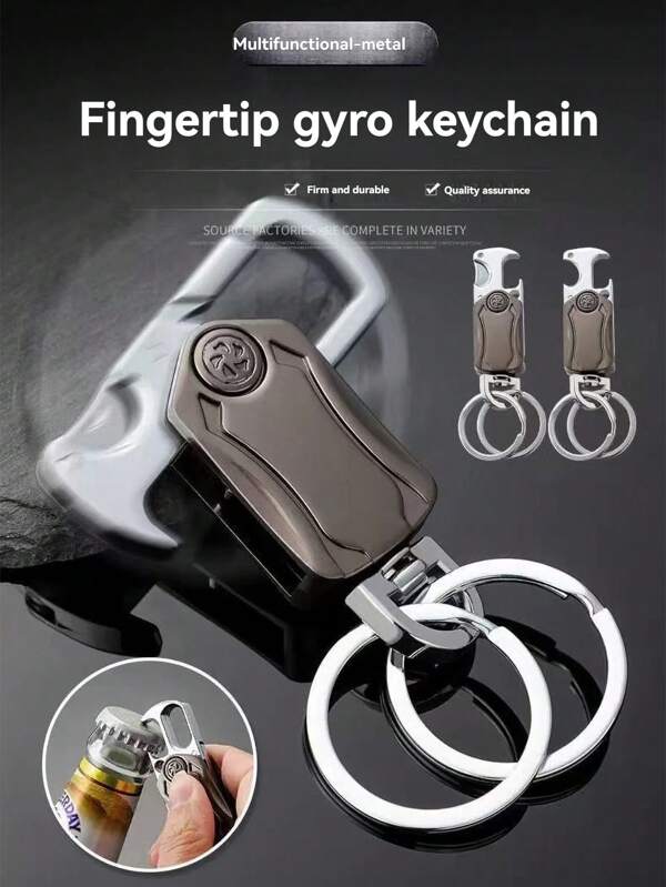 1pc/5pcs Multifunction Keychain, Men's Decompression Key Chain, Rotatable Key Ring, Portable Keychain For Bottle Opener Phone Holder, Gift For Father/Dad Husband Friend School