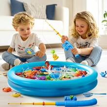 Magnetic Fishing Game Toys For Kids Toddlers 3-5 4-8, Water Table Bathtub Toys With Pole Rod Net Plastic Floating Fish, Water Bath Pool Outdoor Toys For Kids Toddlers Baby Age 3 4 5 6 7 8 Year Old