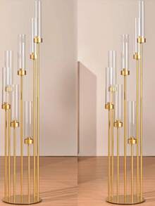 2 件/4 件多臂金色金属烛台 | 高落地烛台套装，适用于圣诞节、婚礼、家居、万圣节派对装饰