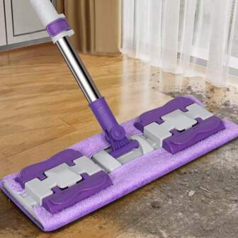 Extra Large Flat Mop Set With 1 Reusable Pad - Stainless Steel, Suitable For Cleaning Bedroom, Kitchen, Living Room And Walls