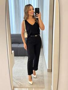 Women's Set Of Blouse And Pants - 黑色 - 查看 1