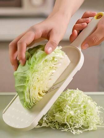 1 件不锈钢蔬菜切片机和磨碎机、蔬菜切碎机和水果切片机、多功能塑料蔬菜切片机和磨碎机 - 带直刀片的手动食物切割机，适用于卷心菜、洋葱等 - 耐用的厨房小工具