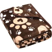 Dog Blanket Soft Fleece Dog Blanke. For Small Medium Dogs Fluffy Flannel Pet Cat Puppy Blanket Mat Cover For Bed Couch Cute Paw Print Throw Blanket For Dogs Brown 40X30 - Brown - View 1