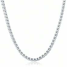 925 Silver Plated 18K Gold Simple Necklace Couple Style Box Chain Fashion Daily/Party Decoration-16/18/20/22/24/26/28/30 Inch Optional Valentine's Day Engagement Wedding Anniversary Birthday Gift Holiday Gift - Silver - View 5