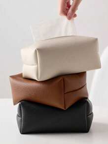1pc New Stylish Simple Leather Tissue Box, High-Grade Home/Hotel/Restaurant Paper Napkin Organizer