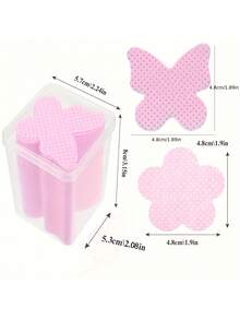 1 Box Of Lint Free Nail Wiping Cloth And Eyelash Extension Glue Cleaning Towel - Non-Woven Soft Gel Nail Remover Pad, Butterfly And Heart Design, Pink, Including Storage Box - Multicolor - View 9